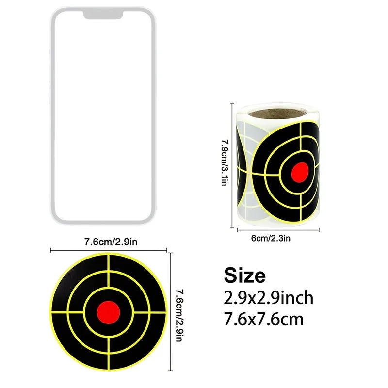 3 Inch 200pc/roll Self Adhesive Shooting Splatter Targets with Fluorescent Green Impact Round Reactive Targets