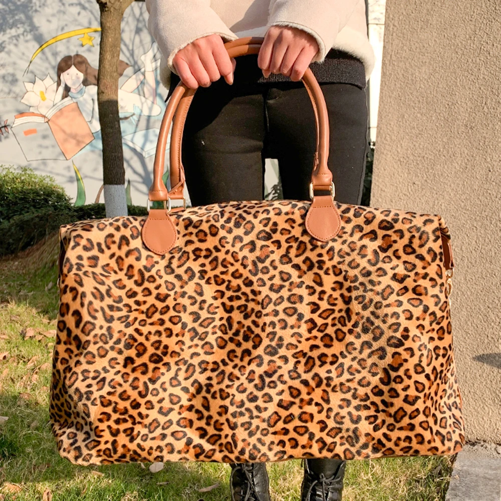 Бесплатная доставка, леопардовая Женская Роскошная дорожная сумка, женская большая холщовая спортивная сумка, сумка-тоут с монограммой для девочек