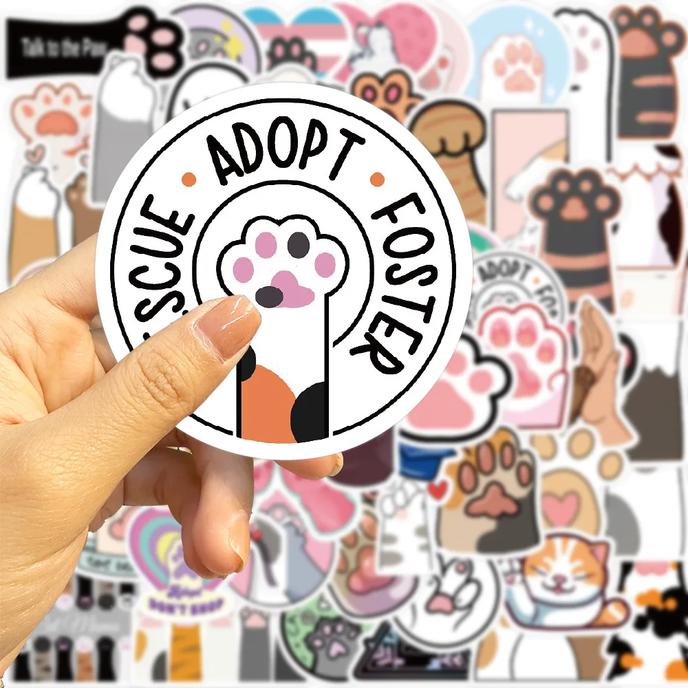 61Pcs Cute Cats Paw Kitty Graffiti Stickers For Girl Notebook Wall Laptop Vinyl Pet Cat Funny Decor Sticker