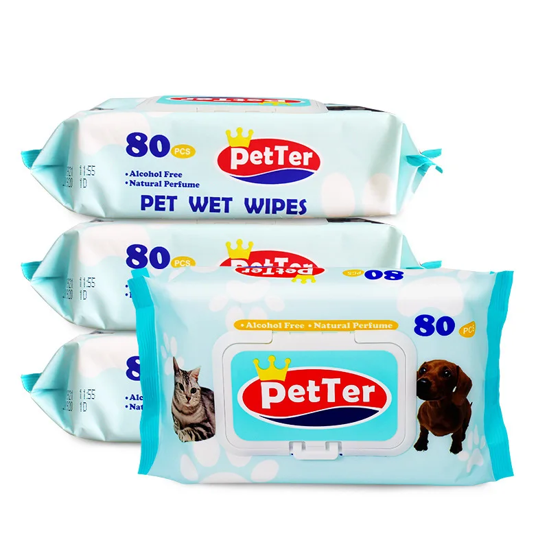 Cleaning and Odor-Controlling Grooming Pet Wipes for Paws