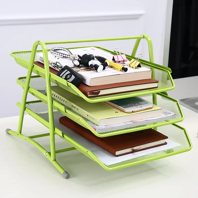 3 Tier Paper Tray Organizer for Desk,Metal Mesh Desktop Organizer,File Document Storage Rack for for Home, Office