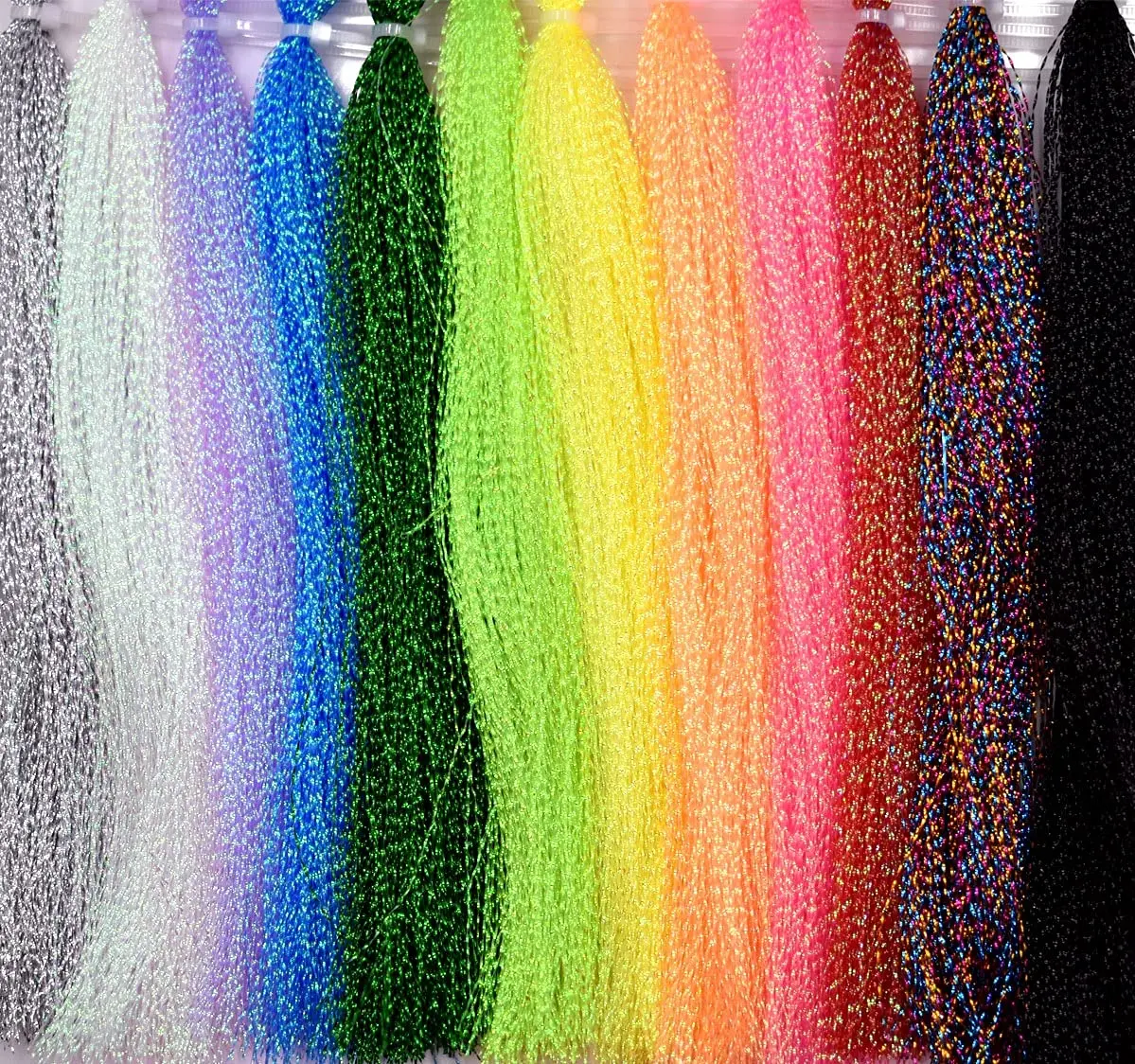 30color  35cm Bright Color Crystal Flash Tinsel Fly Fishing Reflective Filament Tinsel Fly Tying Material