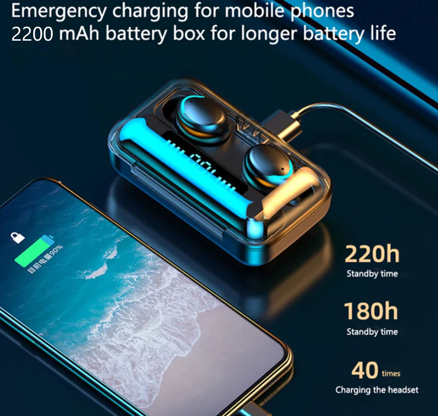 Лидер продаж Amazon 2021 беспроводные наушники F9 Mini с зарядным боксом