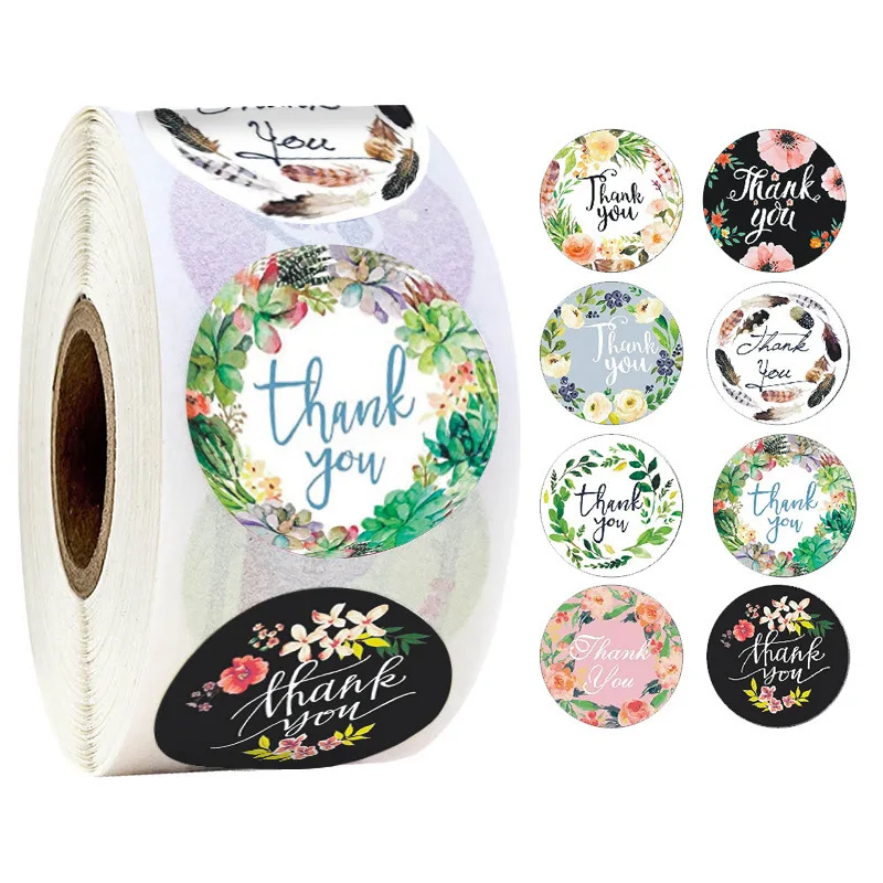 500 Pcs Per Roll 1.5 Inch Custom Aesthetic Adhesive Rose Gold Foil Thank You Stickers For Small Business