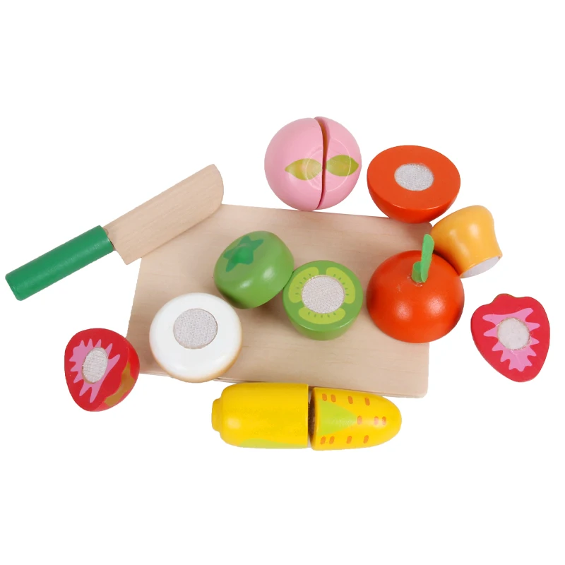 New Montessori Early Education Wooden Pretend Play Cutting Toy Box Fruit Vegetable Cutting Toy For Kids