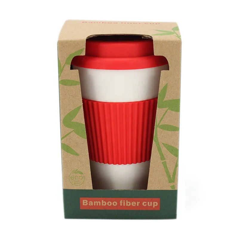 Customized Eco Reusable Bamboo Fiber Coffee Mug Bamboo Fiber Cup with Lid and Sleeve