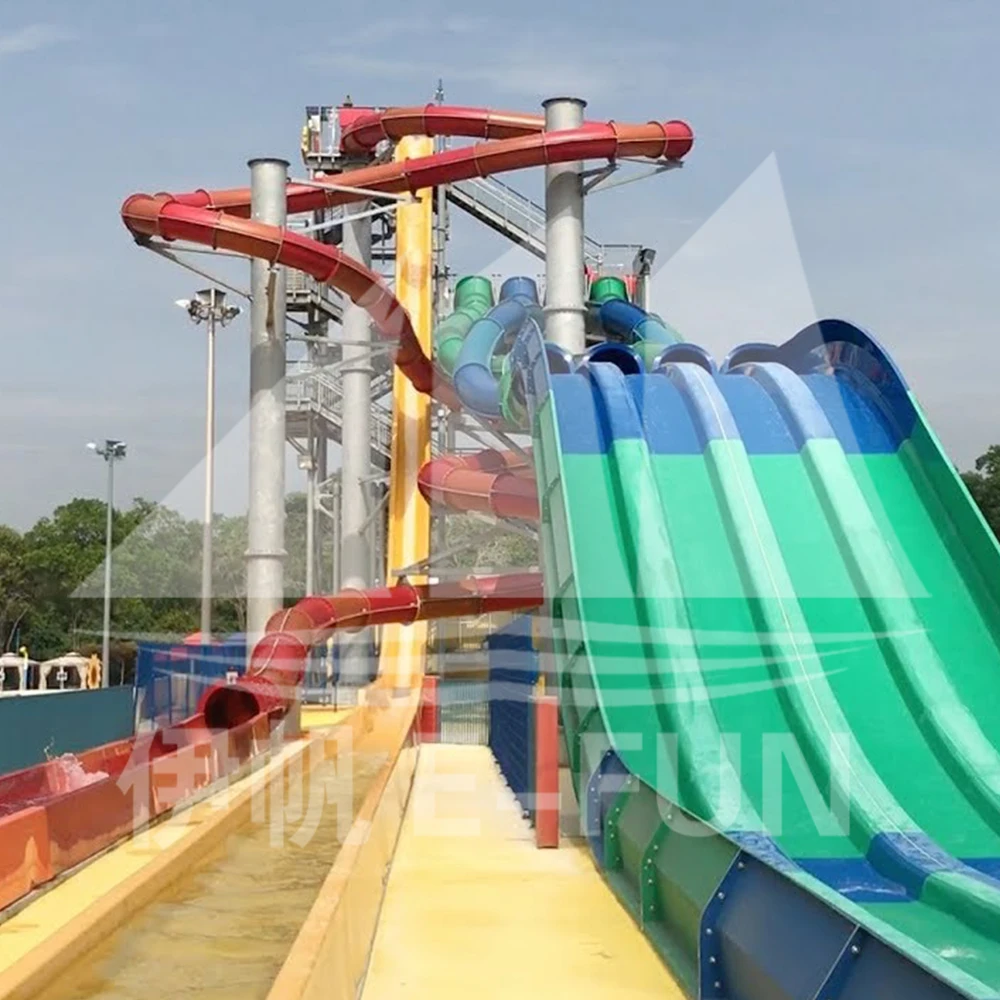 Rainbow Fiberglass Water Slides Water Park Slides Aqua Park Equipment