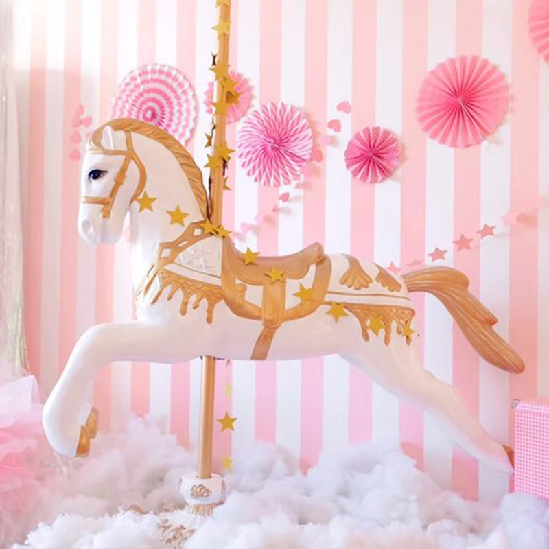 Party decoration carousel figurine display/wooden carousel horse/fiberglass carousel horse prop decor can be customized