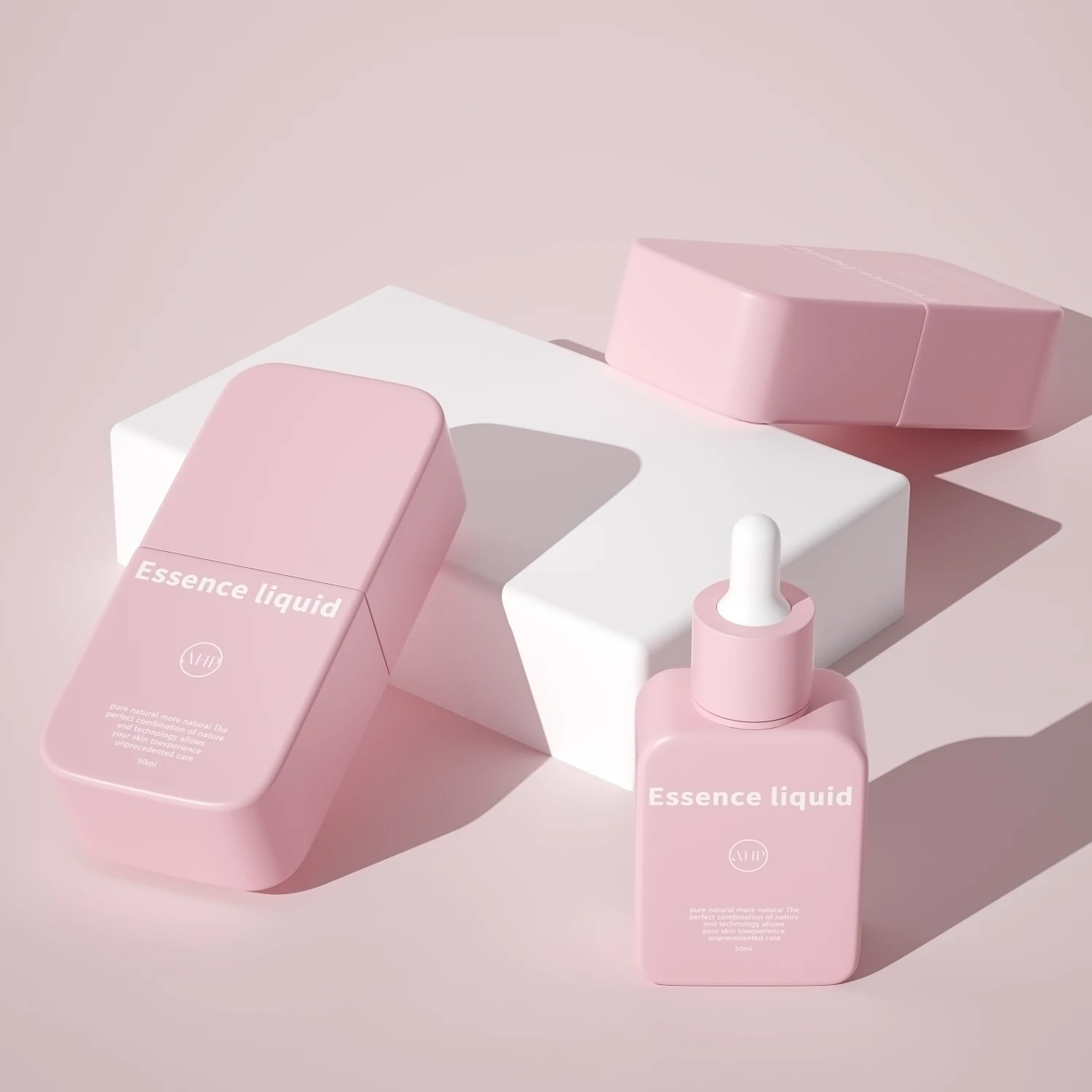 creative custom square packaging primer bottle for lotion pink bottles plastic scrub full cover lotion bottle skincare cosmetics