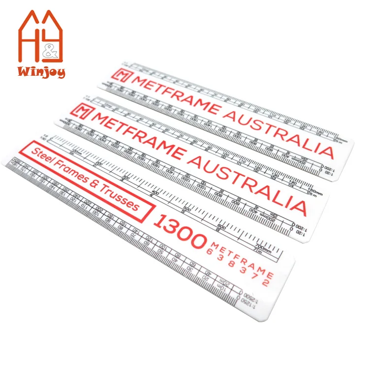 Custom 6 Inch 15 CM Plastic Flat Architectural Scale Ruler White Straight Ruler With Customized Personalized Logo Print