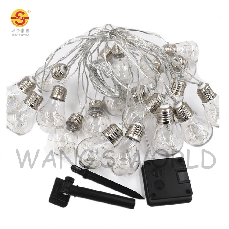 IP44 Solar Powered Indoor Outdoor Christmas String Lights Plastic Bulbs For Garden