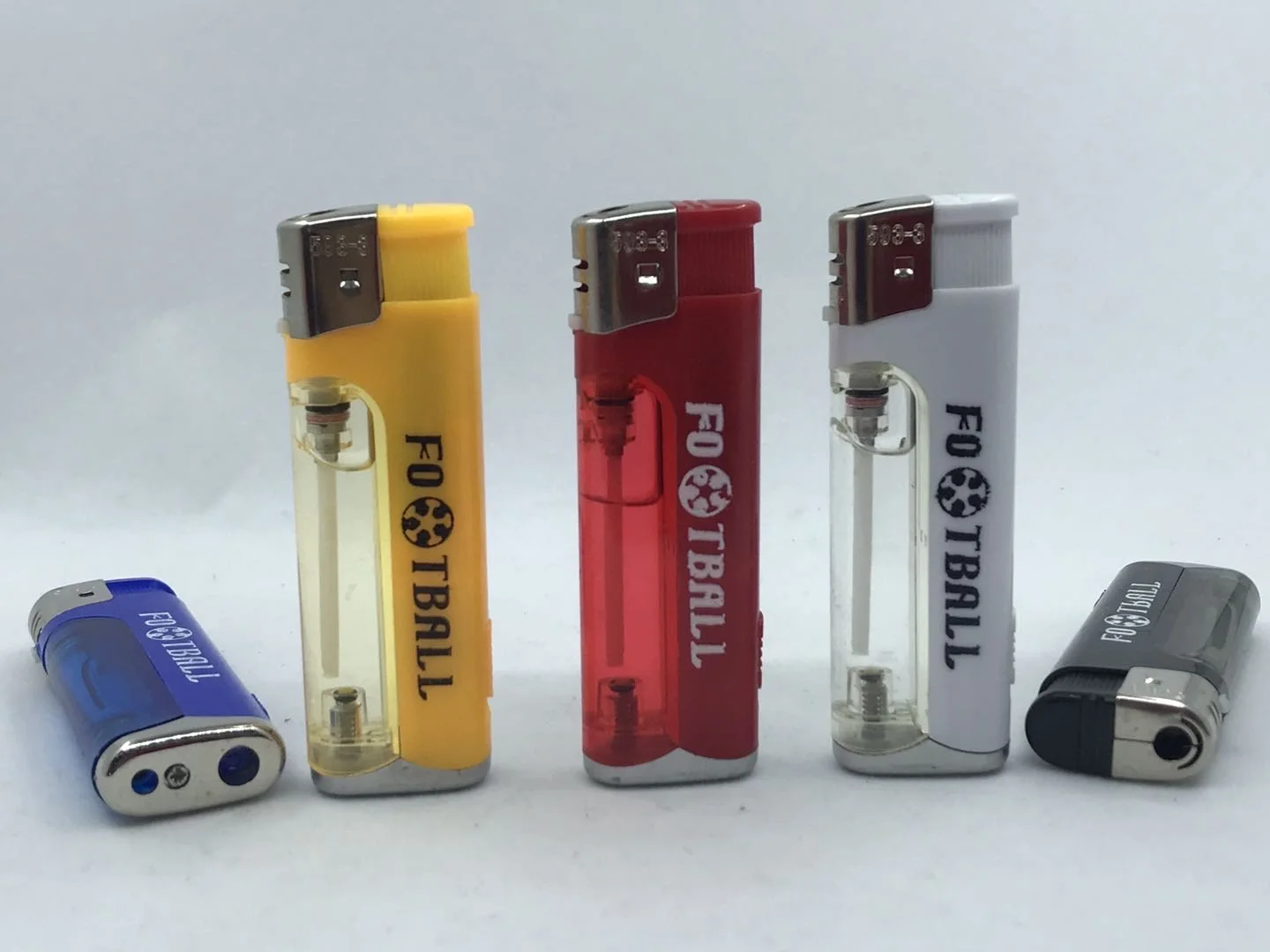 Пластиковая многоразовая газовая электрическая зажигалка в пять цветов со светодиодной подсветкой