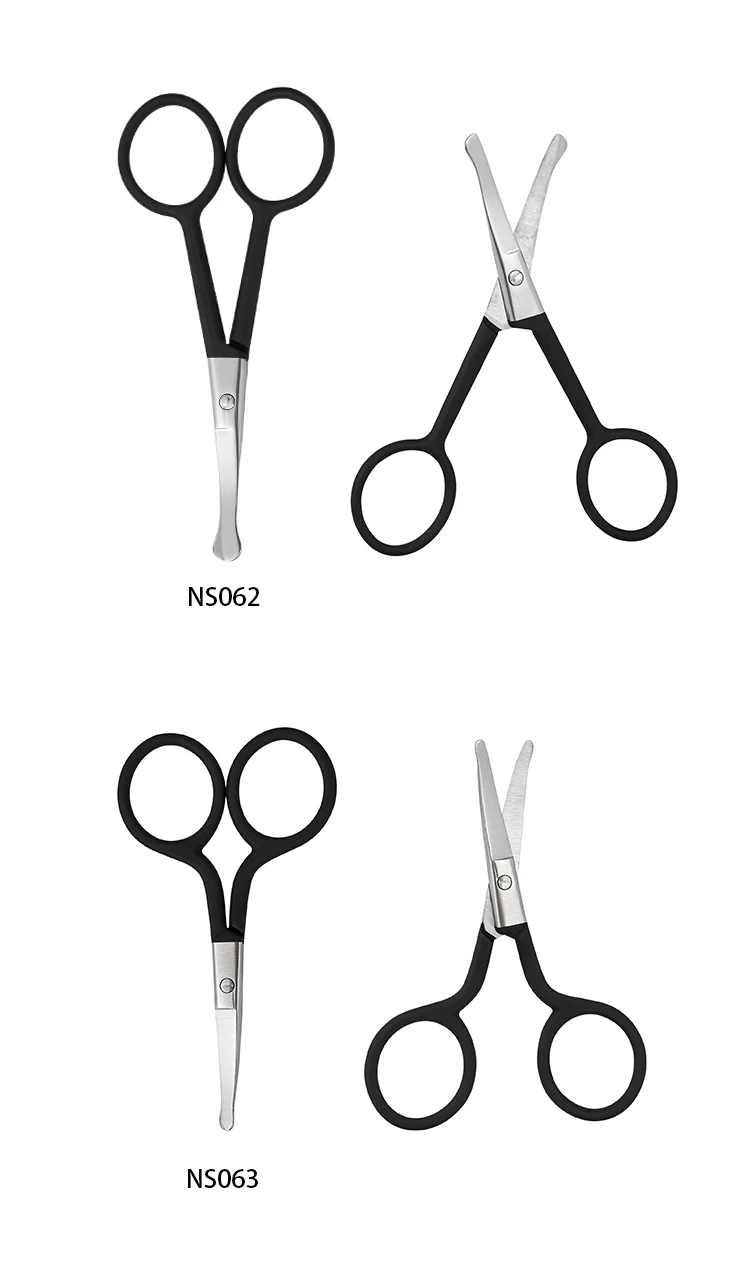 Eliter Hot Sell Wholesale Black Rubberized Soft Touch Stainless Steel Scissor Manicure Tips Cutter Scissors Round Tip