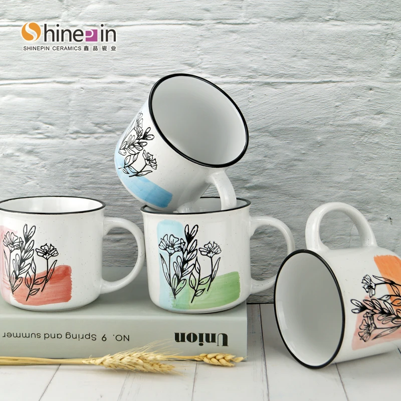 Factory Wholesale Animals Homeware Hand Painting Sublimation While Coffee Cups Tableware set Dinnerware Mugs