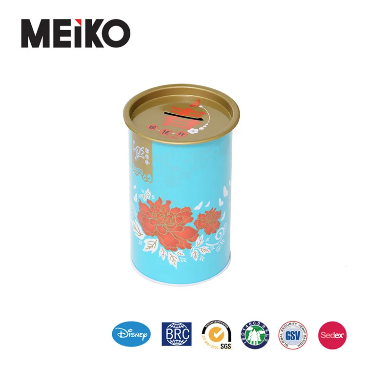 milk bucket money Coin tin box tube with handle and plastic slot