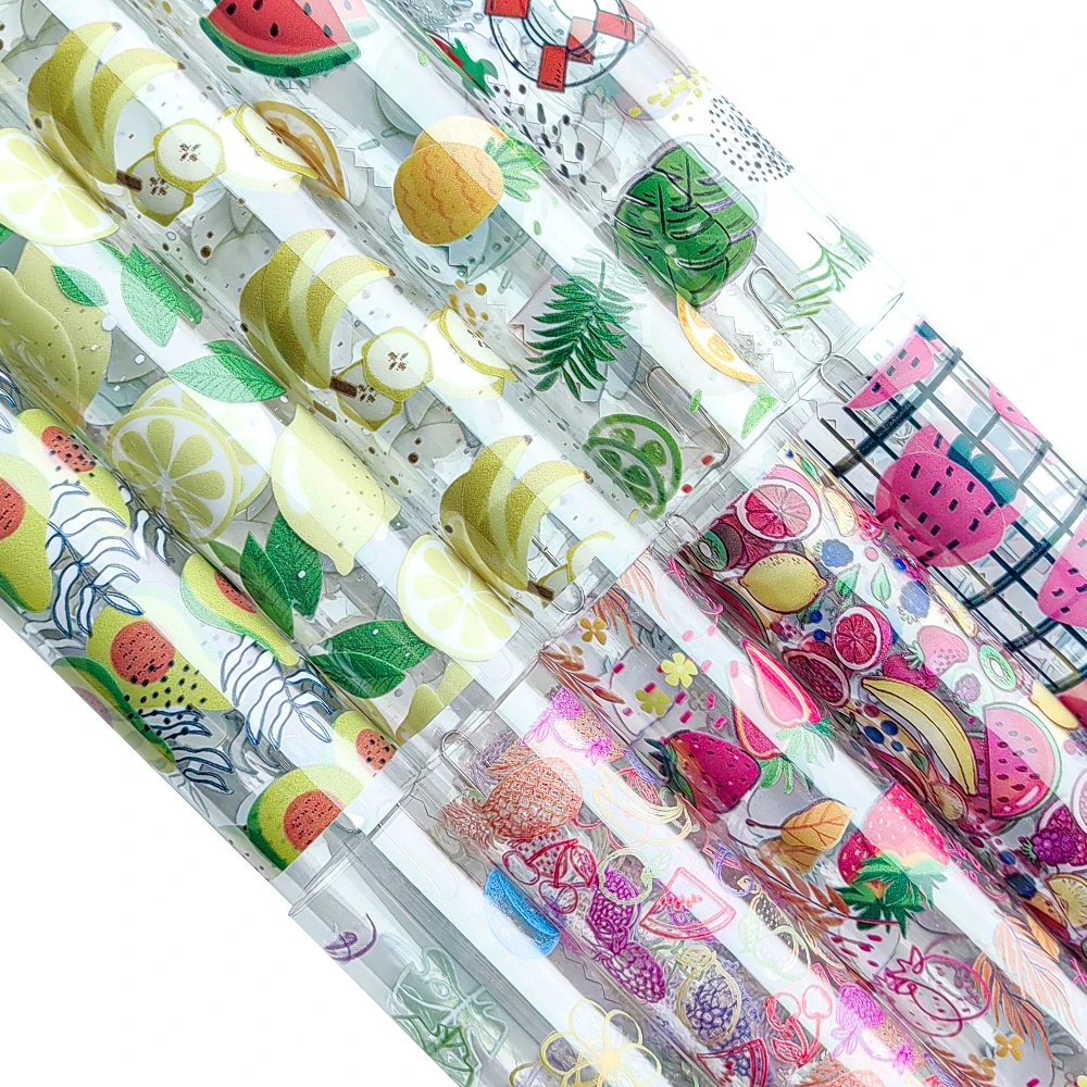 Custom Printing Pvc Plastic or Making Makeup Bags Shoes Raincoat Cover Sustainable Shoes Clear fruit printing PVC film Rolls