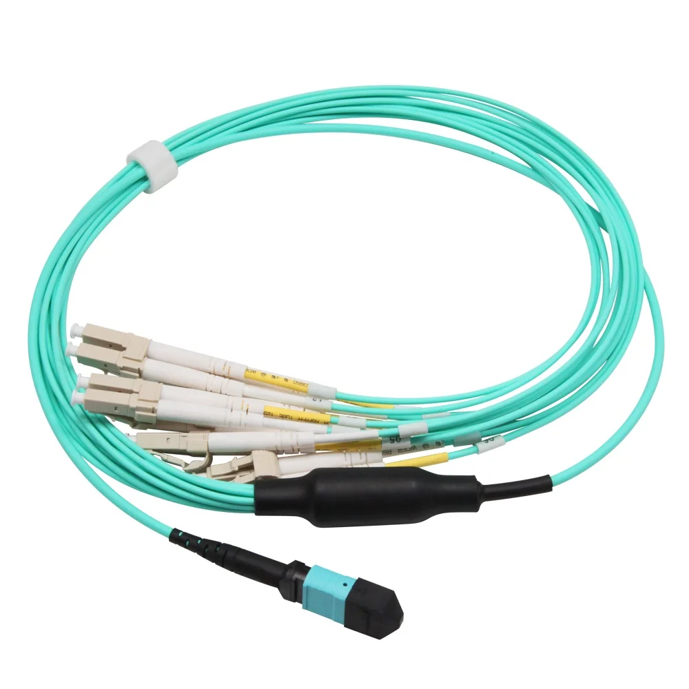MPO-LC-APC pre terminated 4 core sm om3 mpo lc upc plastic optical fiber mtp mpo patch cord