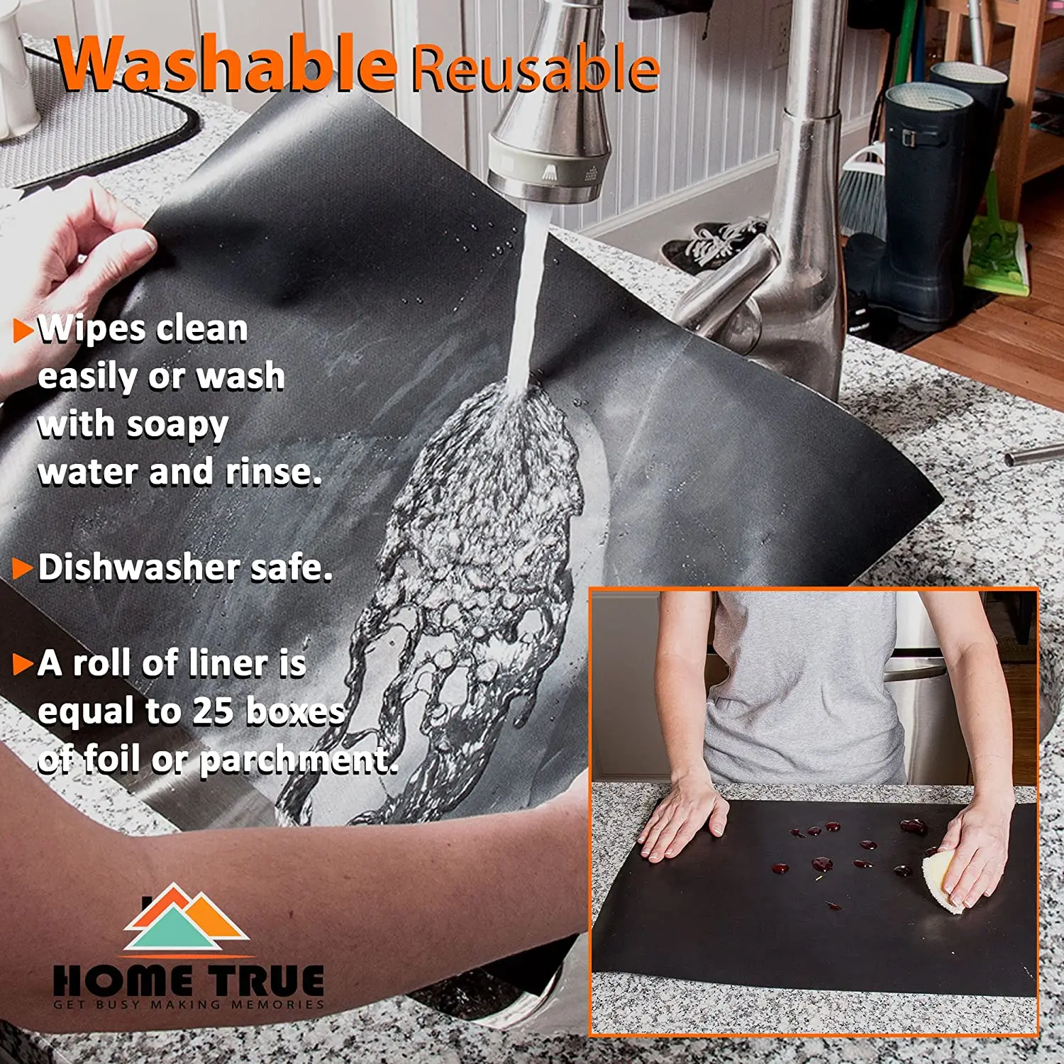 2023 hot selling reusable black oven mat oven liners baking mat for oven food grade silicon mat