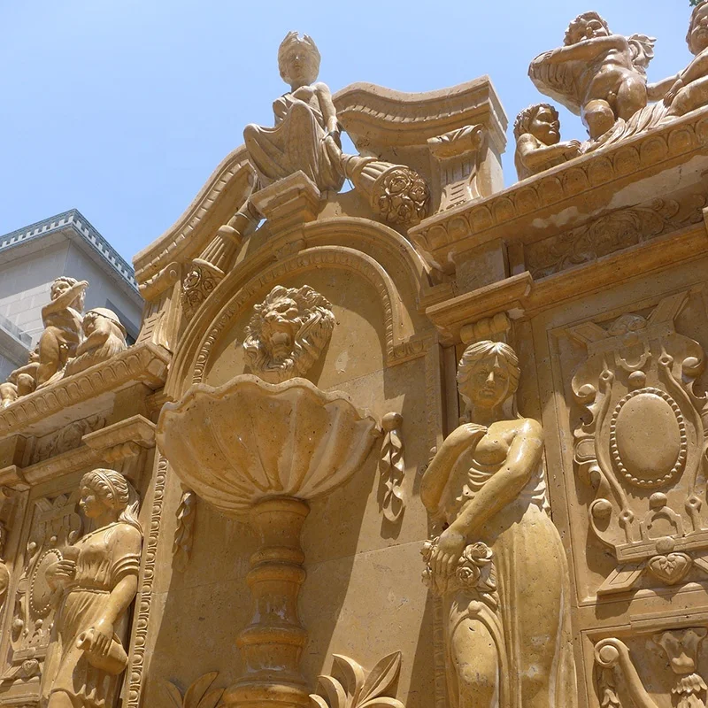 factory direct price Garden decorative natural Hand carved limestone marble wall water fountain statue