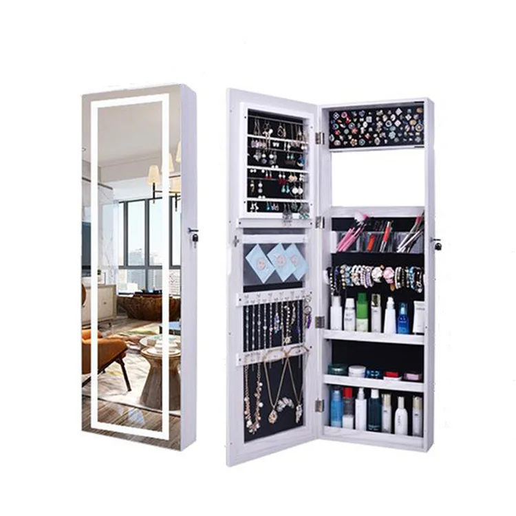 
Living Room Decoration Standing Wooden Mirrored Jewelry Cabinet 
