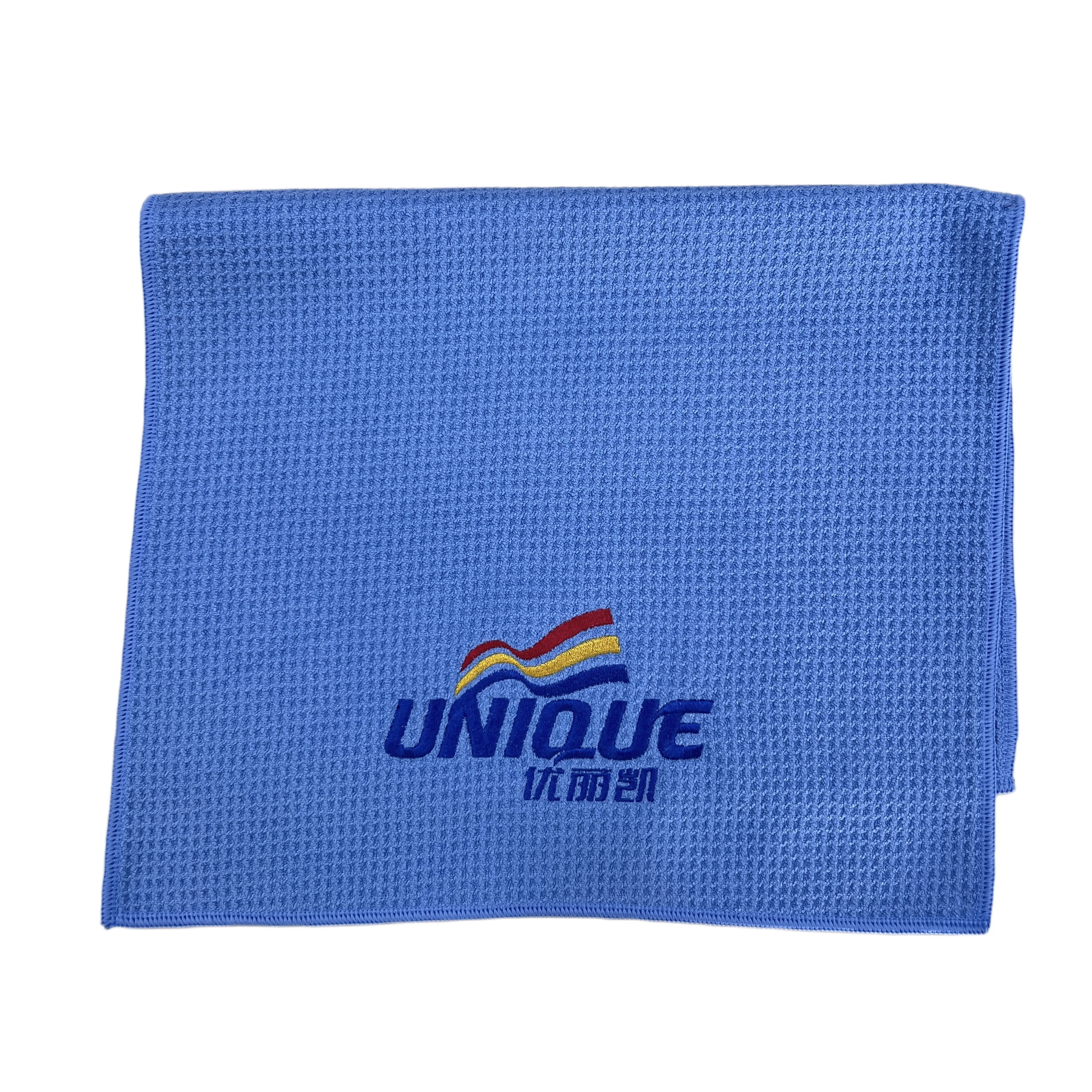 Wholesale Custom Logo Printed Quick-Dry Recycled Microfiber Waffle Weave Golf Hand Towel from China Manufacturers