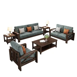 Fabric Sofa Furniture Solid Wood Sofa 1+2+3 combination wood with cloth living room wooden furniture