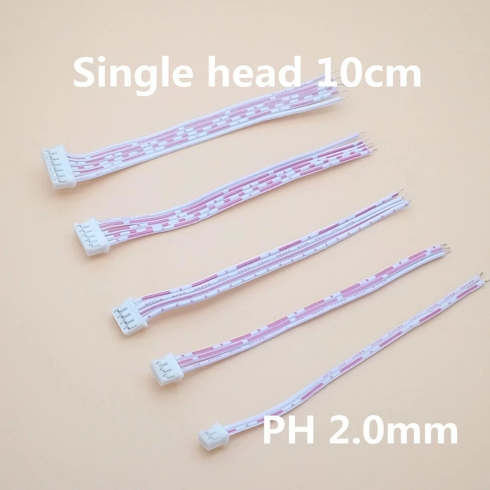 PH2.0 single head red white cable 2P 3P 4P 5P10P 2.0MM pitch length 10CM 26AWG