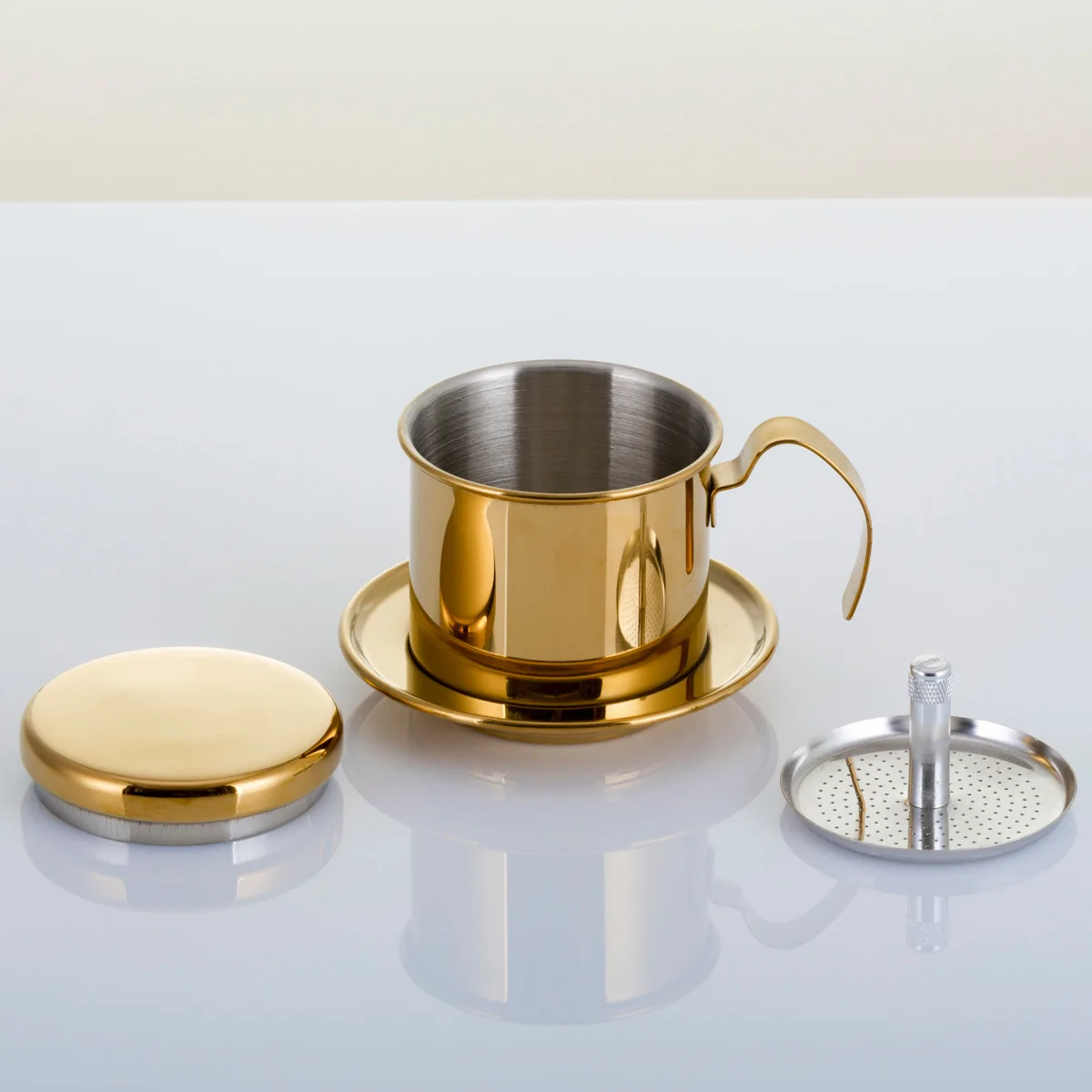 Shiny 2-Cup Stainless Steel Vietnamese Coffee Brewing Filter Bottom Dripper Special Tool for Making Coffee & Tea