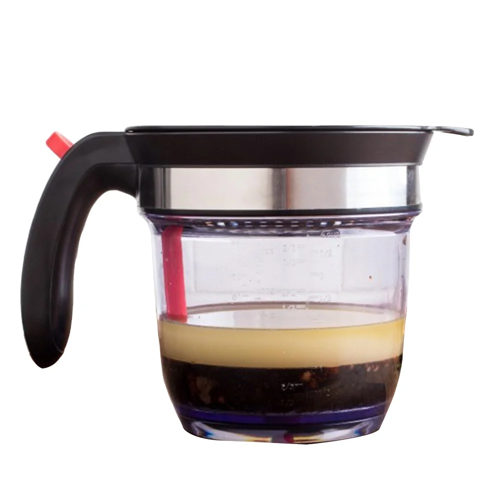 Grease Trap Separator 4 Cups Gravy Strainer Fat Separator with Measuring Oil Separator