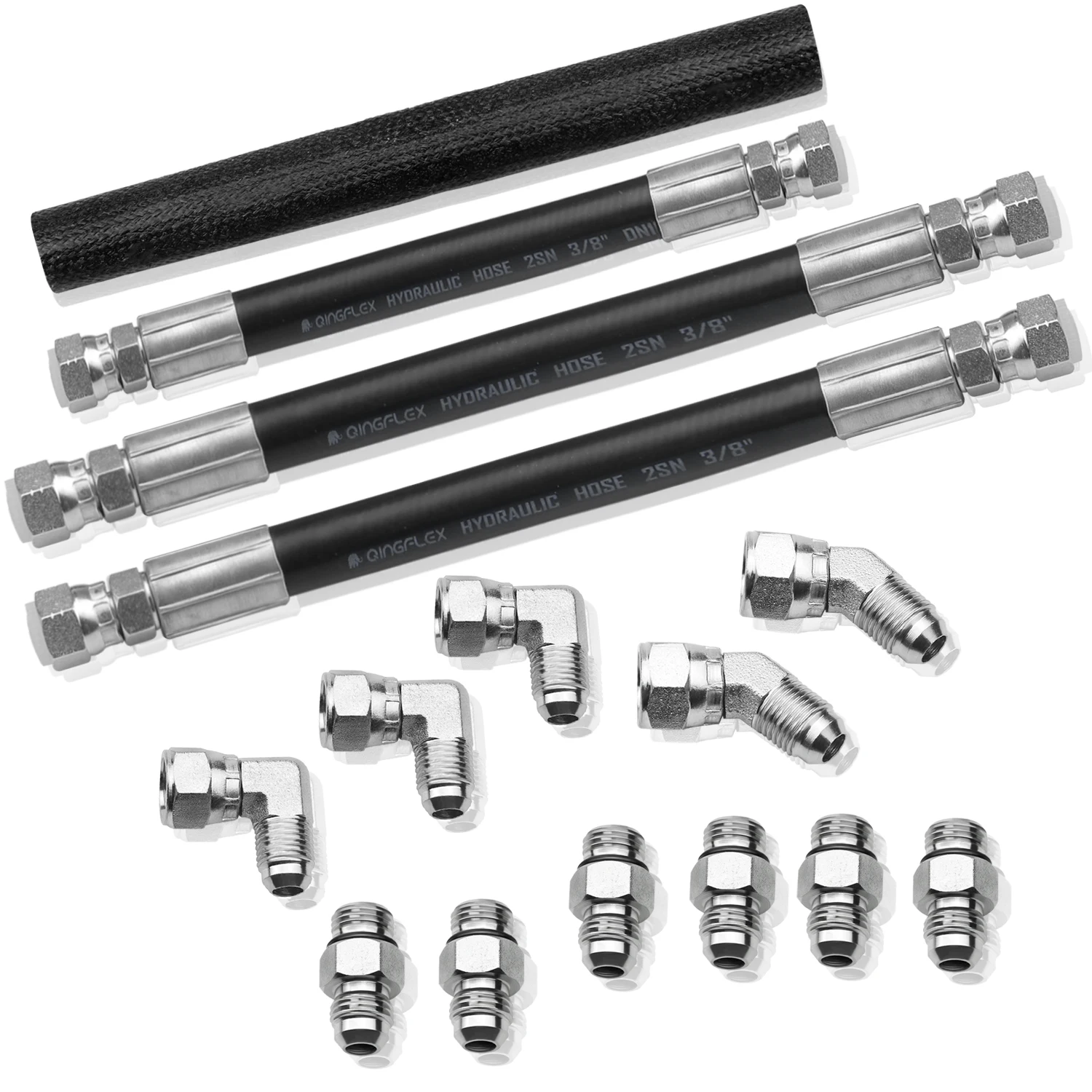 High Pressure Oil Pump HPOP Hoses Lines Kit with Crossover Fit For 1999-2003 Ford Powerstroke 7.3L with Oil Rail Fittings