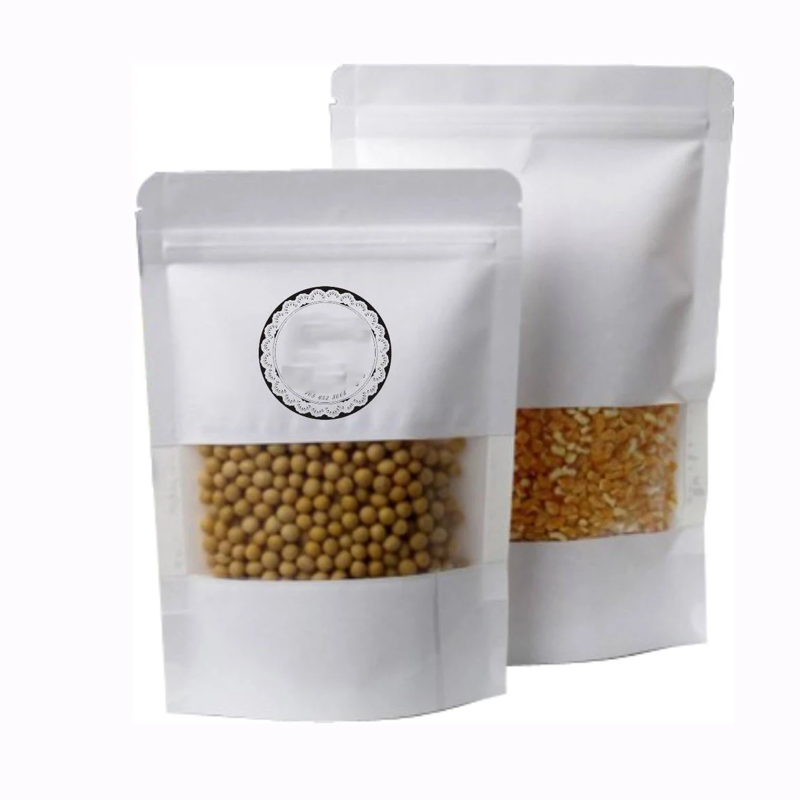 Ziplock Stand Up Bags with Matte Window Reusable white craft stand up pouch with window white standup pouch