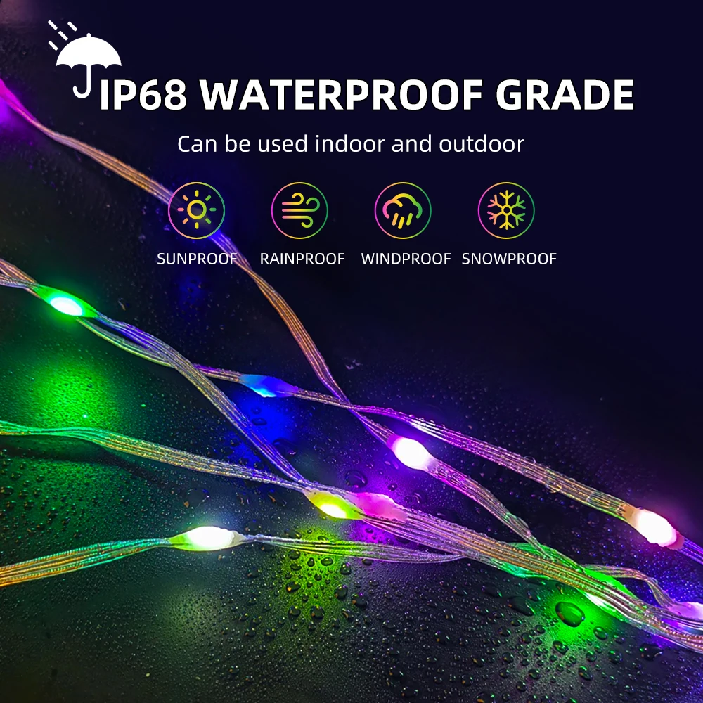 Pixel Lights Trim Christmas Lights Outdoor Copper Wire LED String WS2811 Addressable Programmable Fairy Pebble Light