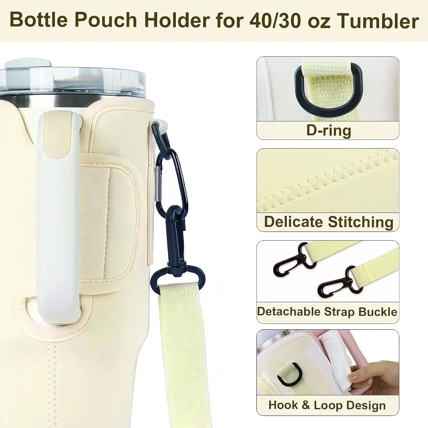 Waterproof Tumbler Cup Holder Adjustable Shoulder Sling Phone Bag Neoprene Water Bottle Carrier Sleeve Pouch
