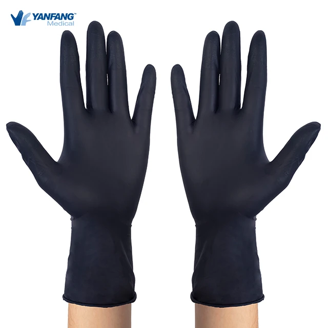 Disposable Black China Suppliers Nitrile Gloves For Medical Food Industry Laboratory