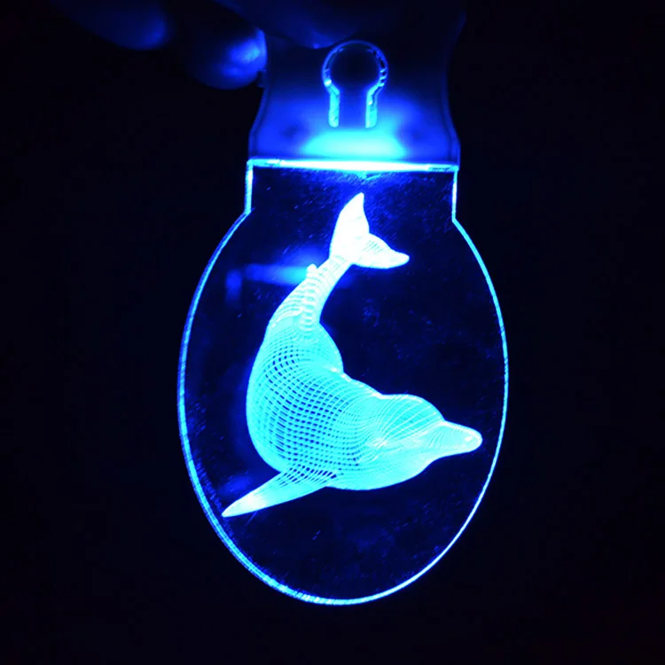 Promotional Gift Customized Laser Engraved LOGO Acrylic Glitter Lanyard LED Keychain