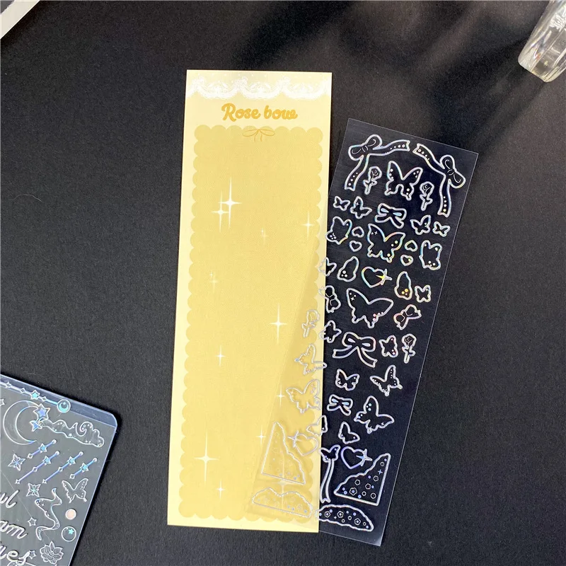 1Pc Korean Transparent Laser Silver Jellyfish Cute Butterfly Whale Stickers Kawaii Stationery DIY Diary Album Decorative Sticker