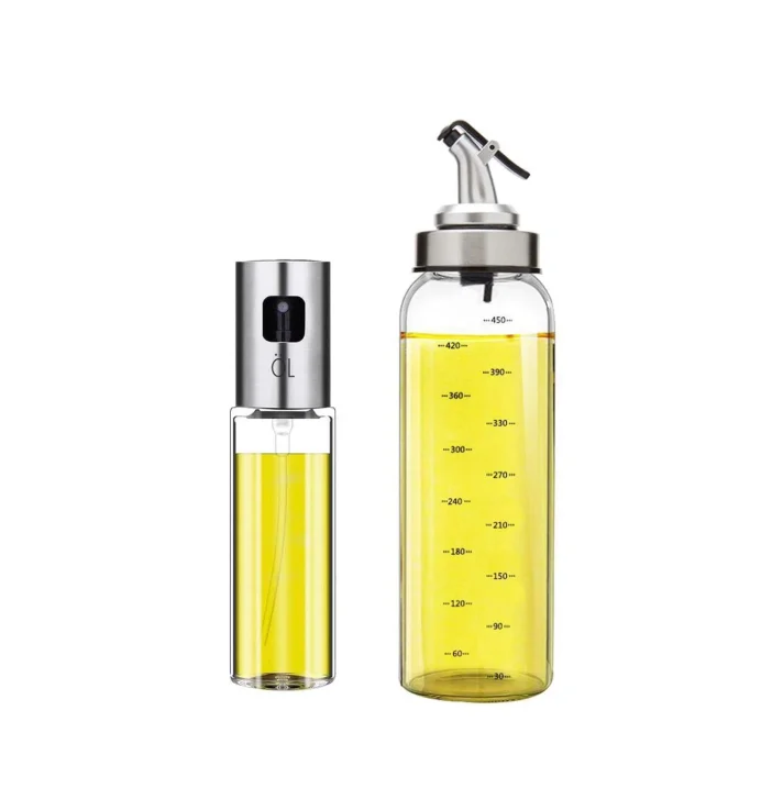 Olive Oil Dispenser Bottle Oil Sprayer Set for Cooking Oil Pot Lead-Free Glass Bottle