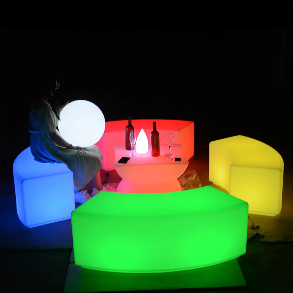 led nightclub furniture sofa glowing light up cocktail plastic furniture led bar table and chair sofa sets for event outdoor