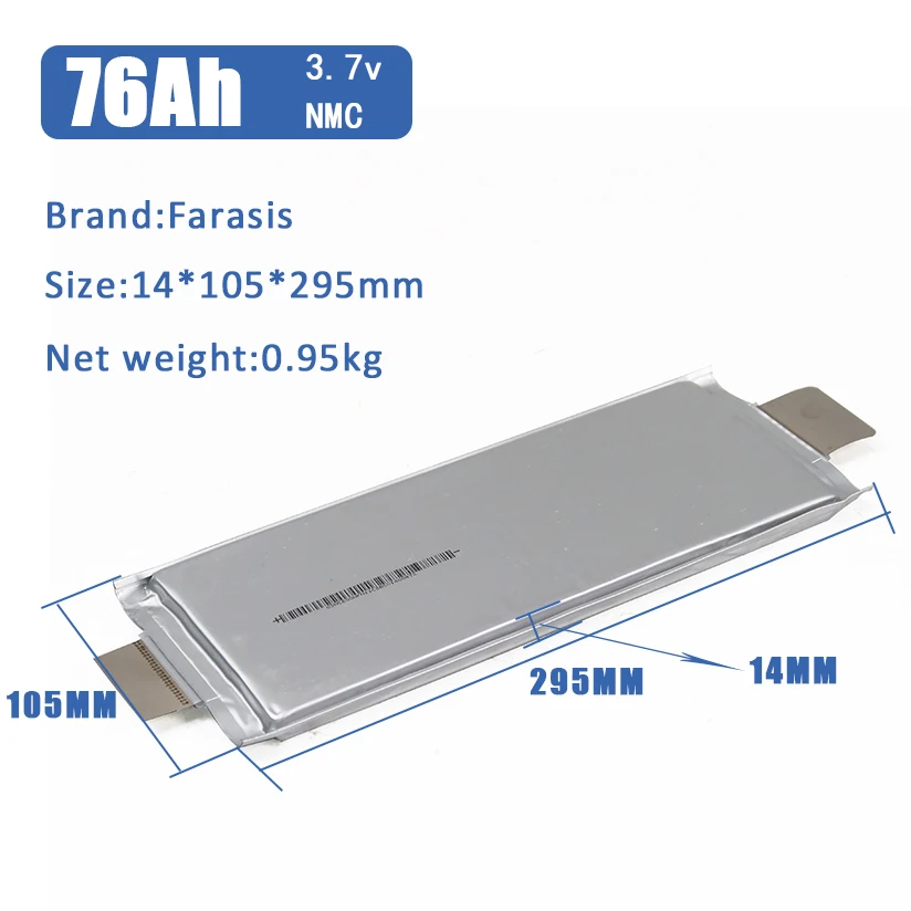 Farasi s NMC 3.6V 3.7V 73Ah 76Ah 78Ah 80Ah Prismatic Li ion Pouch Battery High Energy Density Lithium Lipo Cells