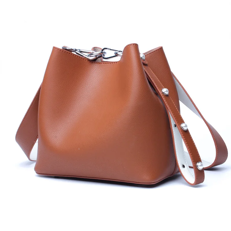 TS8036 2020 Fashion genuine leather shoulder bag manufacturer wholesale long strap handbag ladies anti-theft bucket bag