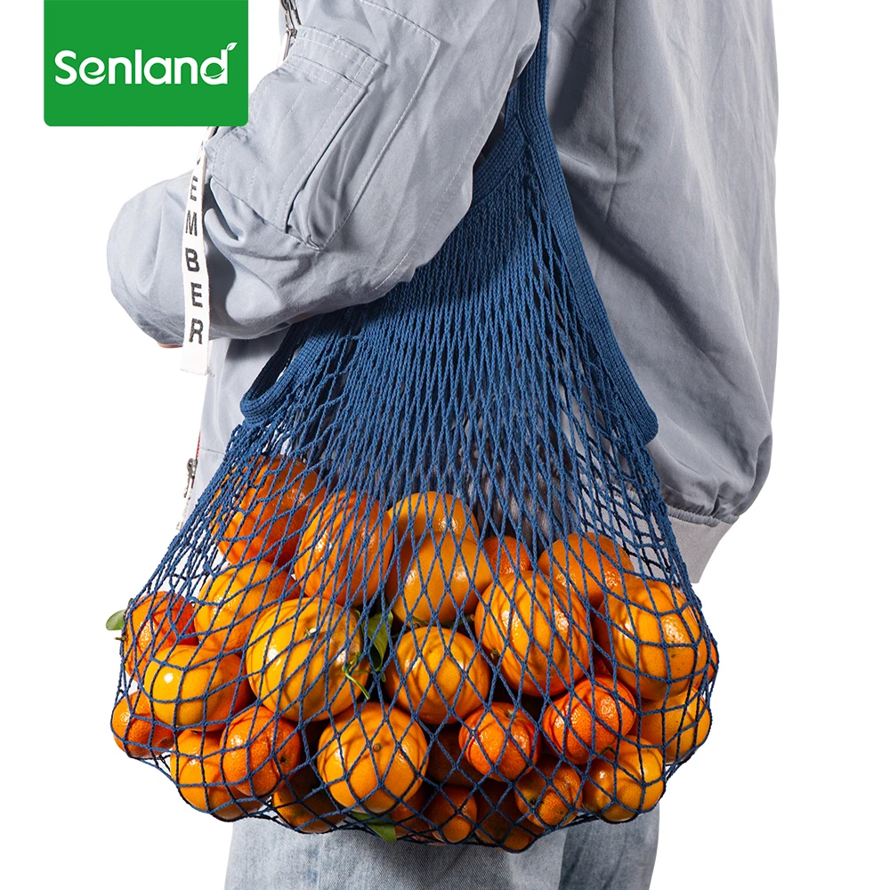 Senland Supplier LOGO Printing Eco Friendly Washable Foldable Fruit Reusable Cotton Mesh Grocery Net Bag for Vegetables (1600115529054)