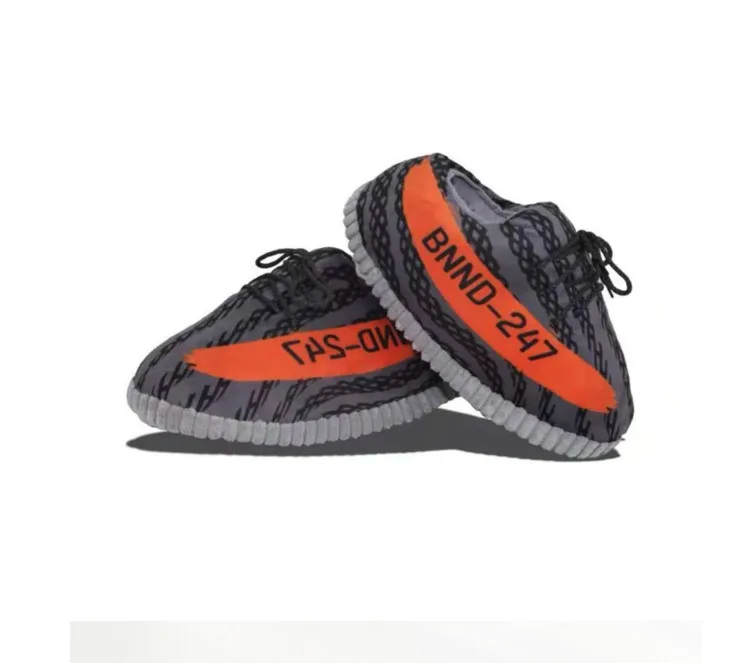 Новинка 2020 зимние теплые удобные мягкие плюшевые домашние тапочки Yeezy для мужчин и женщин черные красные белые забавные