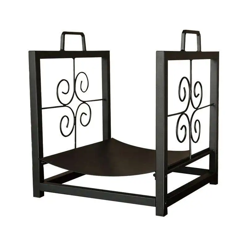 Good Quality  Wood Storage Black Powder Coated Steel Log Rack Wood Holder for Fireplace