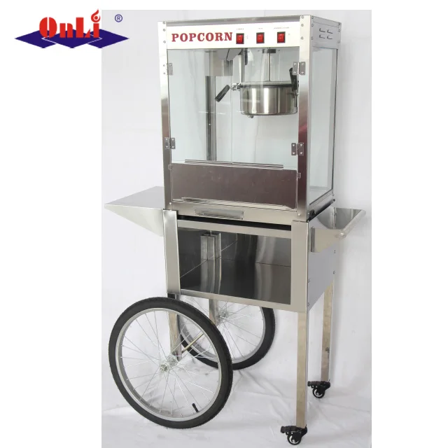 
8 Oz electric stainless steel commercial mobile popcorn machine cart 