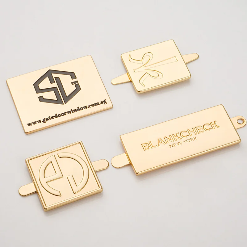 30*20mm Gold Metal Label with 4 Decorative Rivets for Handbags