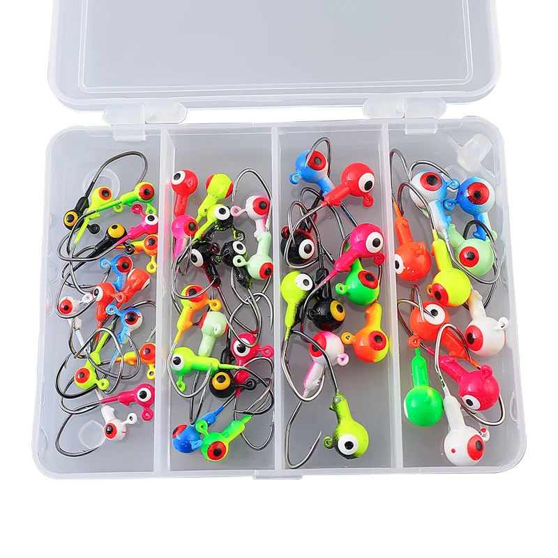 Palmer 51pcs 0.8g 1.75g 3.5g 5g fishing hook set crappie jig heads hooks fishing lead jighead saltwater jig worm hooks