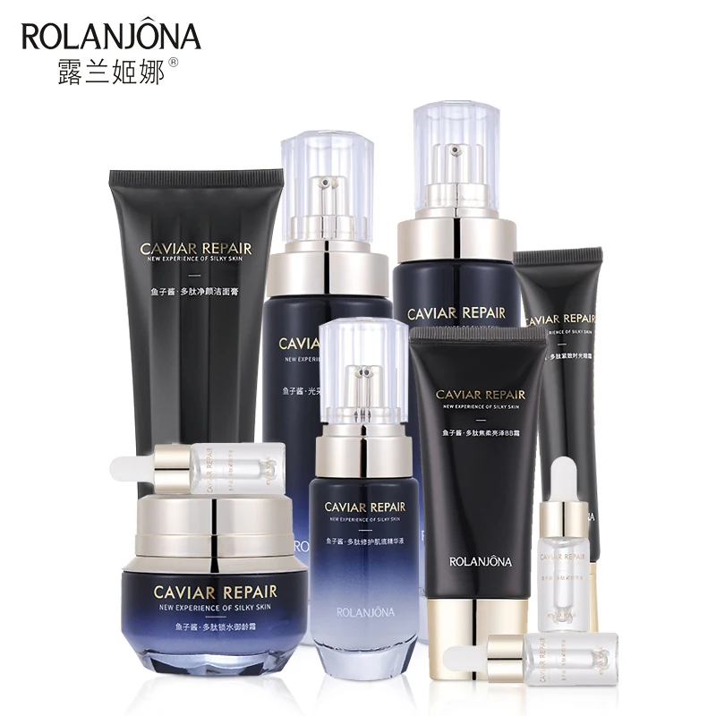 High Quality Customized Private Label Rolanjona Peptides Firming Repairing Skin Care Caviar Polypeptide Skin Care Set 10 In 1