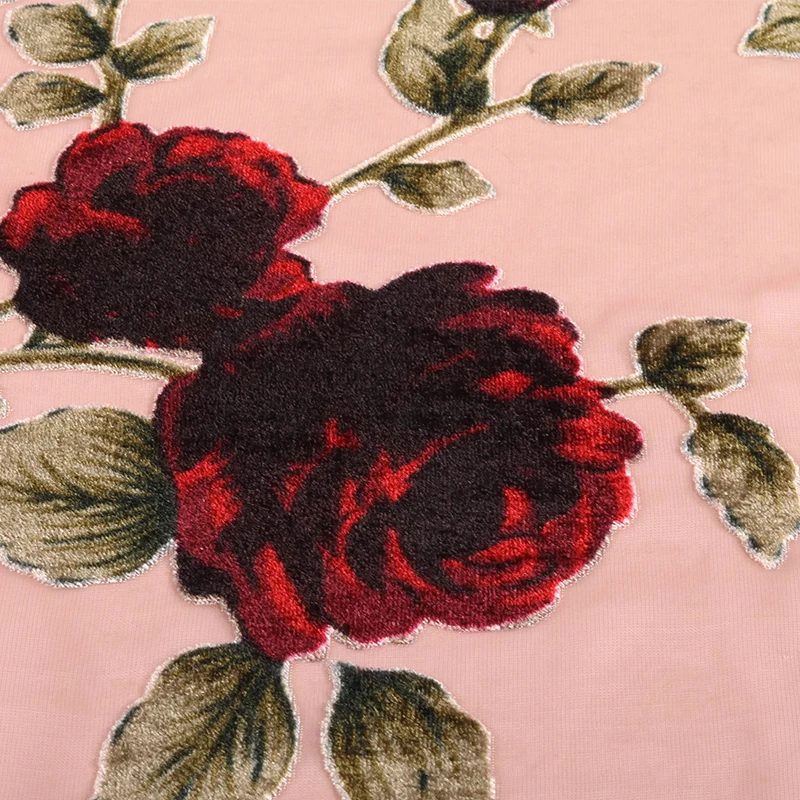 2023 custom floral design viscose velvet silk burnout velvet fabrics for women dress