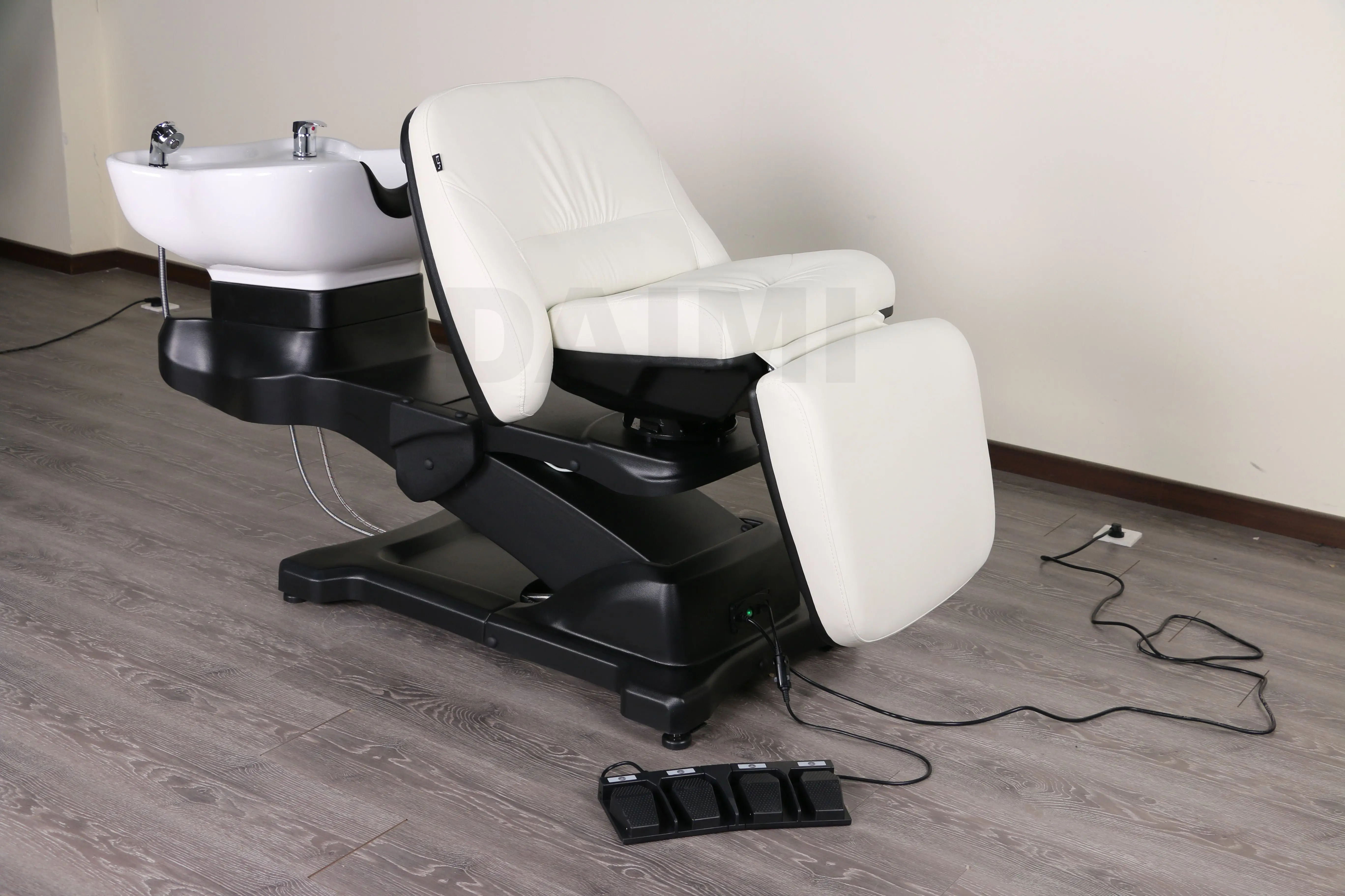 Daimi salon furniture thai style massage barber royal head 2 motors chair therapy shampoo bed with water circulation and steamer