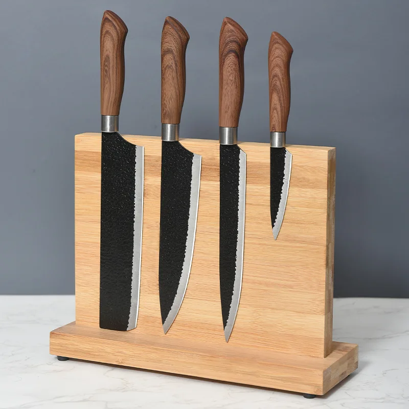 kitchen butcher natural bamboo case messerblock knife storage organizer magnet knife block holder stand knives rack